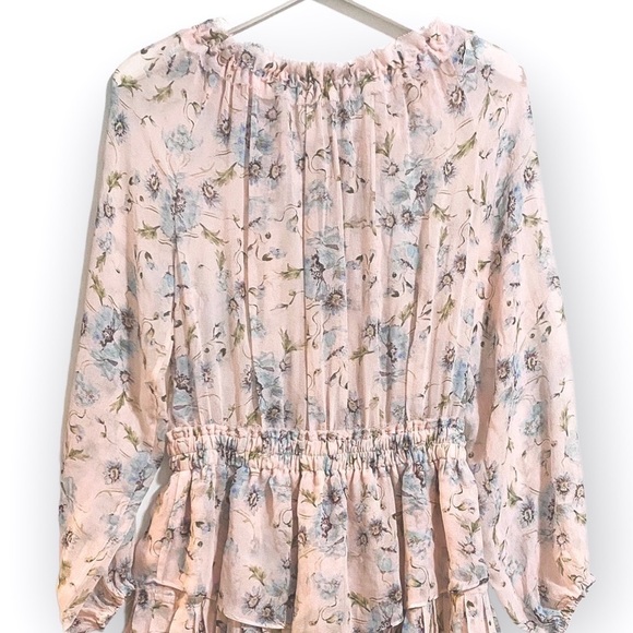 LoveShackFancy Silk Floral Popover Mini Dress Size S, Pink floral - Picture 9 of 14